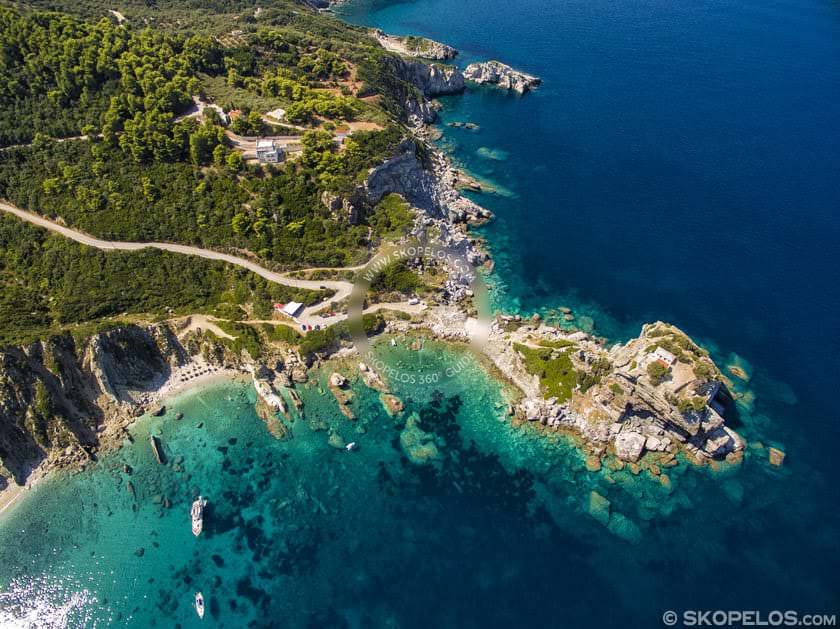 Skopelos Churches Agios Ioannis Kastri Aerial Photo