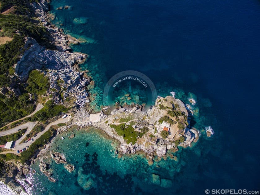 Skopelos-Agios-Ioannis-Aerial Skopelos Beaches Agios Ioannis Cave Aerial Photo