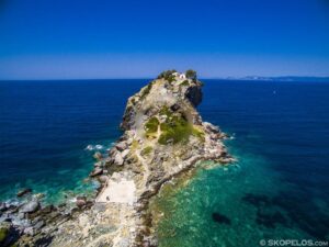 Skopelos Churches Agios Ioannis Aerial Photo Mamma Mia Church, Ai Giannis Kastri
