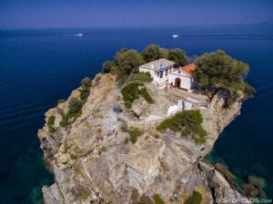 Skopelos Churches Agios Ioannis Aerial Photo Mamma Mia Church, Ai Giannis Kastri