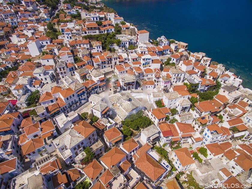 Skopelos-Town-Aerial-16 Skopelos Mediterranean Island, Secret Greek Island, Explore The Mediterranean, Best Getaway Mediterranean Experiences German Favorite Islands, Best Island In The World, Visit